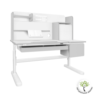 Детский стол парта Kinderzen Maximus белый/серый