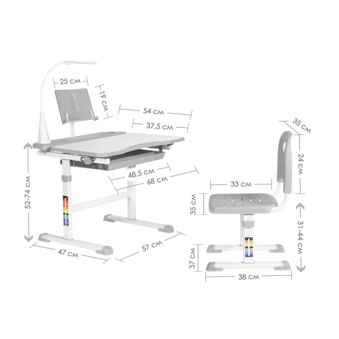 Характеристики Комплект Anatomica Avgusta Comfort парта + стул + выдвижной ящик + светильник + подставка